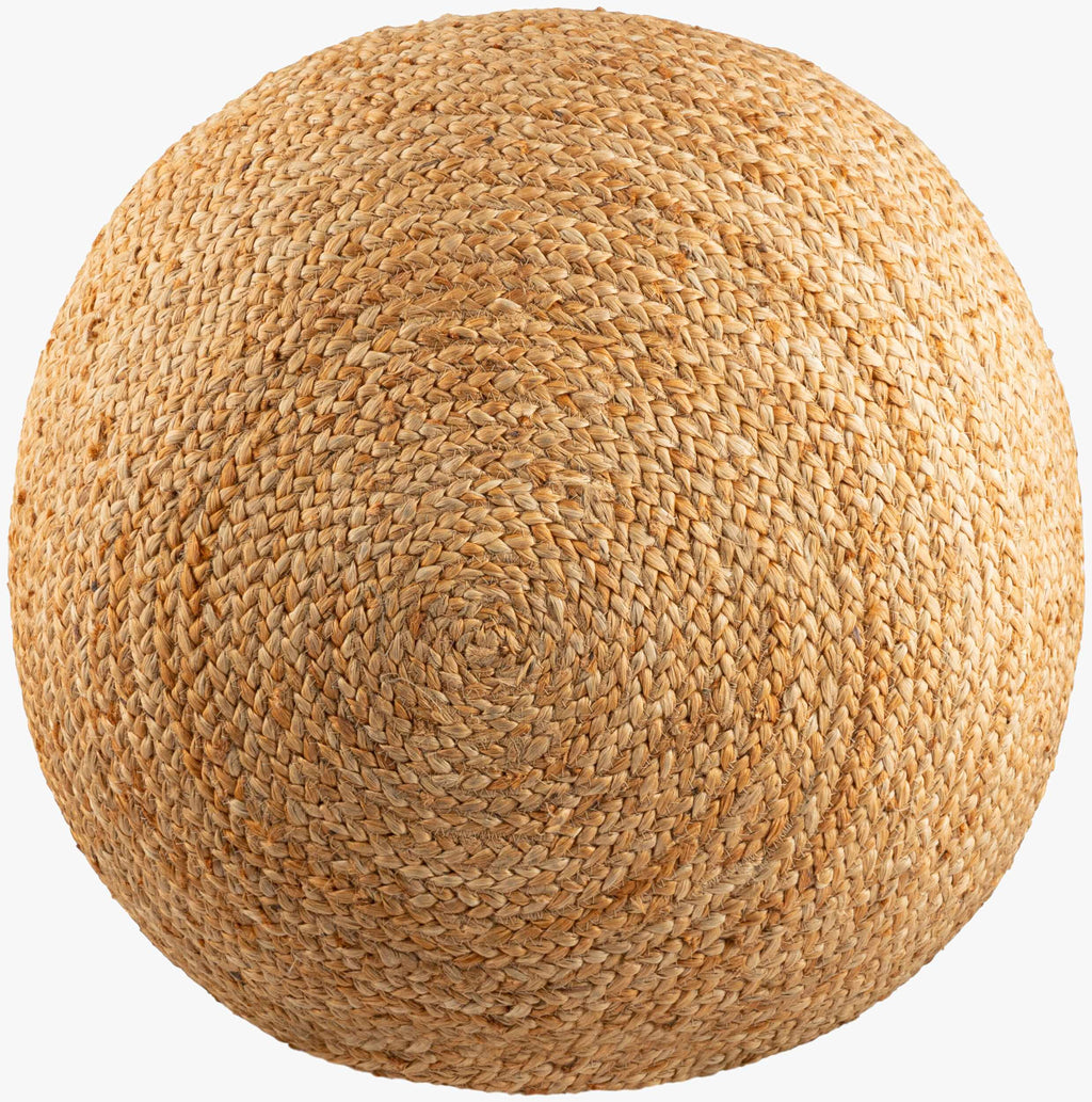 Aurelia Knitted Jute Pouf With Firm Polybead Fill In Tan